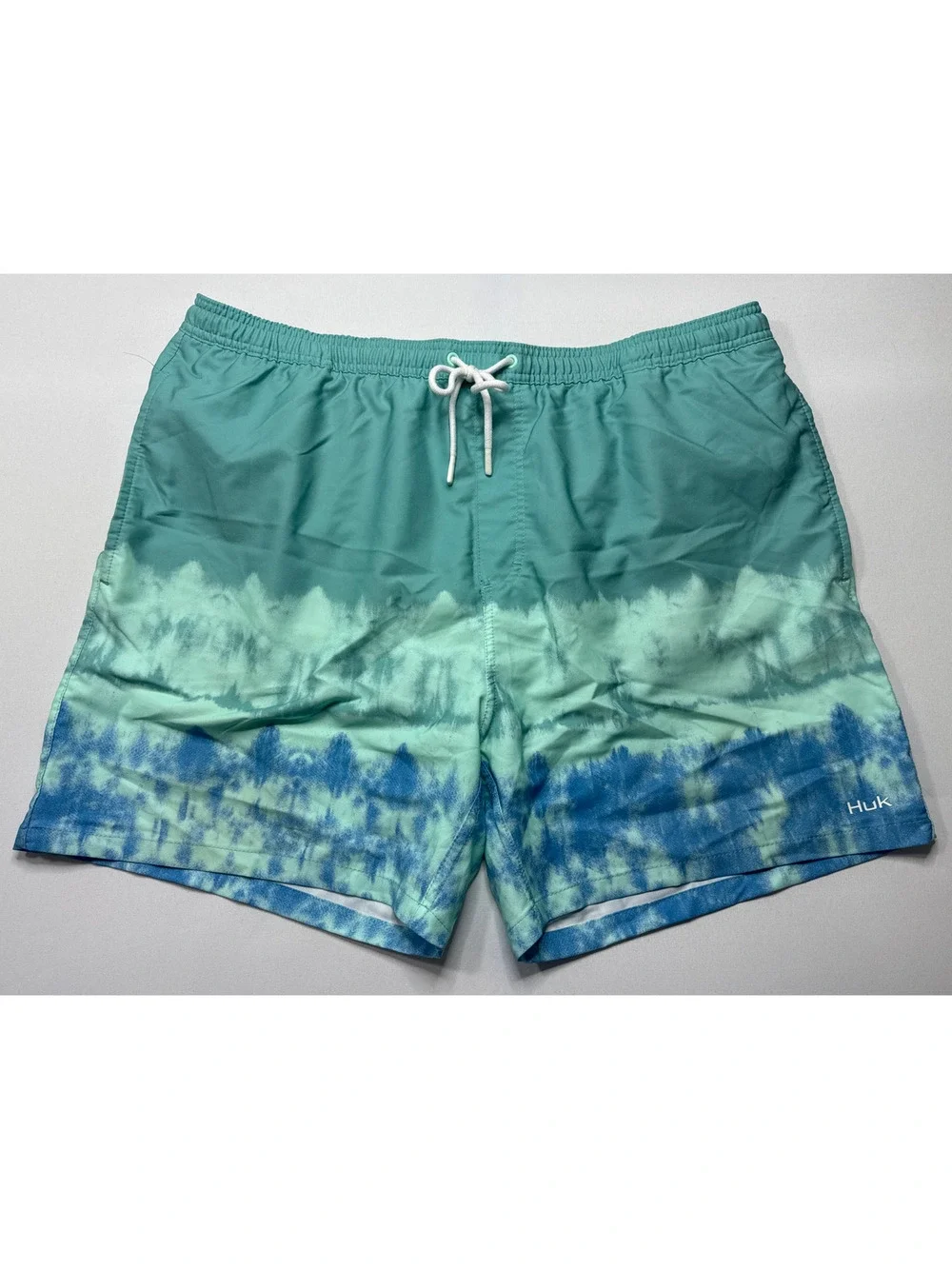 HUK Men's Blue Ombre Lined Drawstring Swim Trunks - Size‎ XXL
